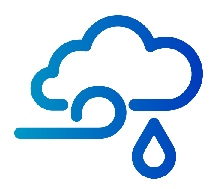 Icon of cloud, rain, and wind